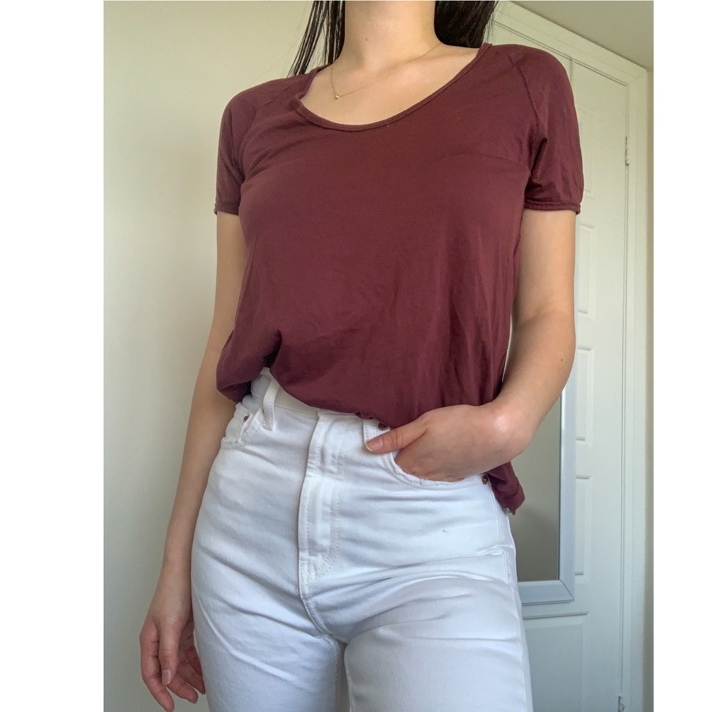 Aritzia Wilfed Valmere Maroon T-Shirt